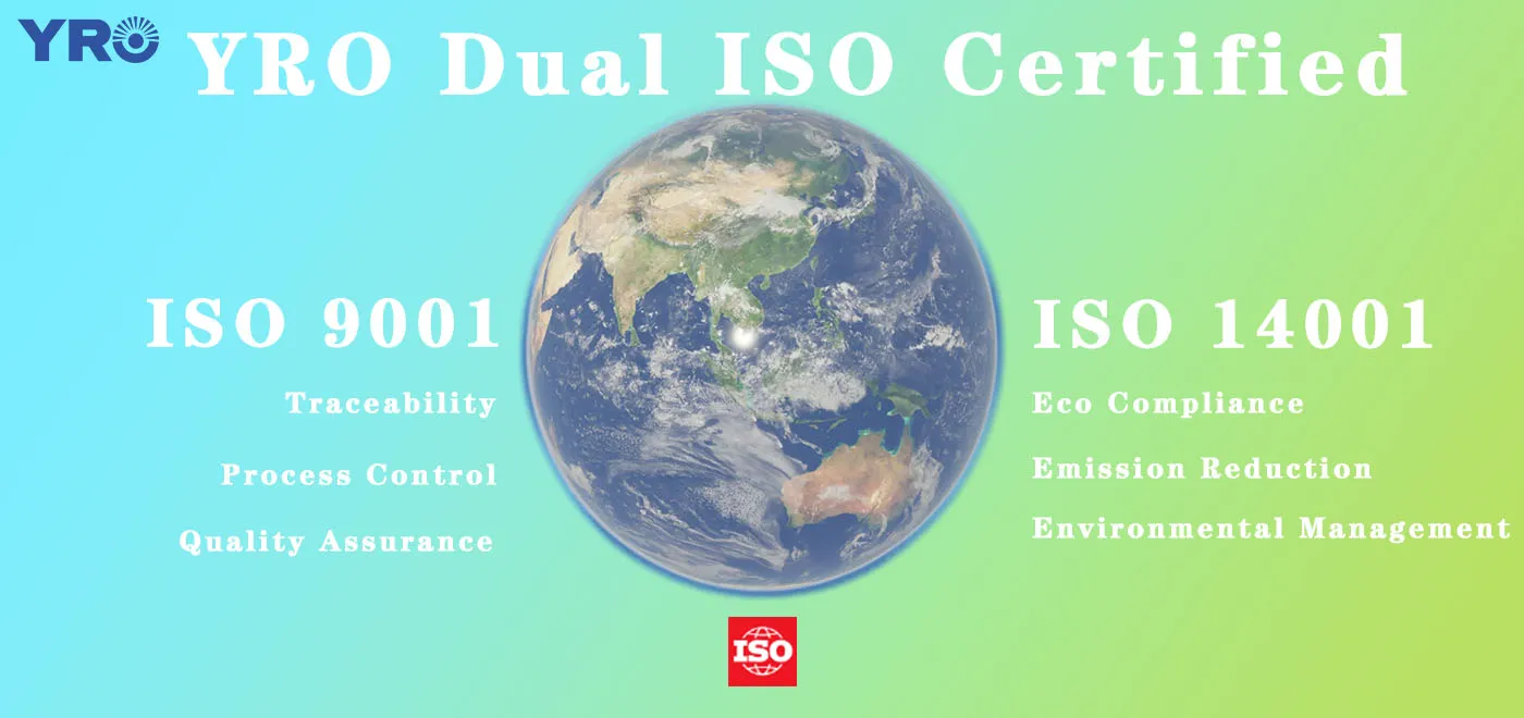 YRO verkrijgt de ISO -kwaliteits- en milieubeheersysteemcertificering